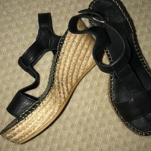 Low black wedge heels! size 38/8